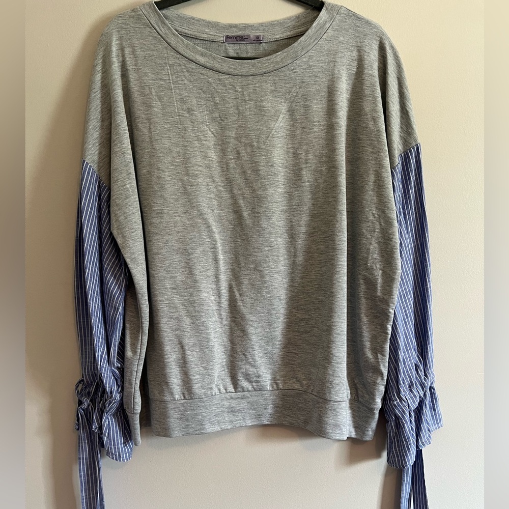 Gray and Blue Women's Tunic Top